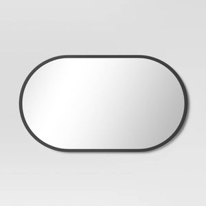 Black + Metal Oval Pill Mirror